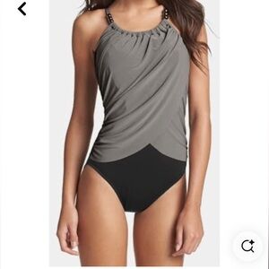 MagicSuit Lisa taupe and black one piece swimsuit Size 8